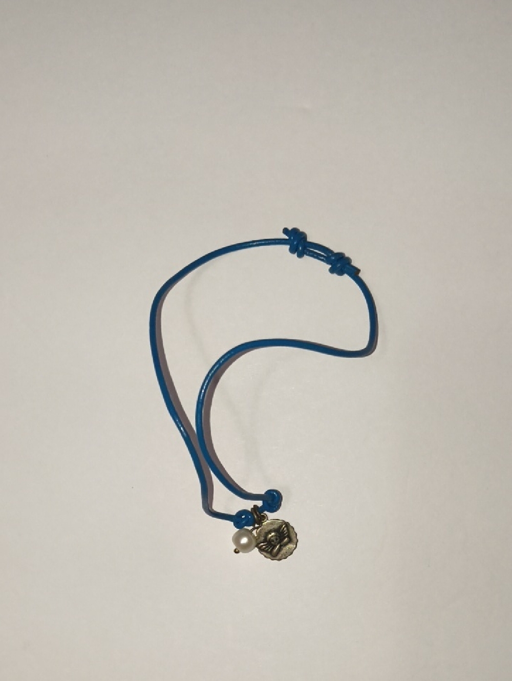 Blue Double Cord Bracelet with Charm